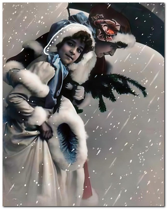 Belle Epoque Children 1910 Snowstorm 8x10 Photo Print 23052500974