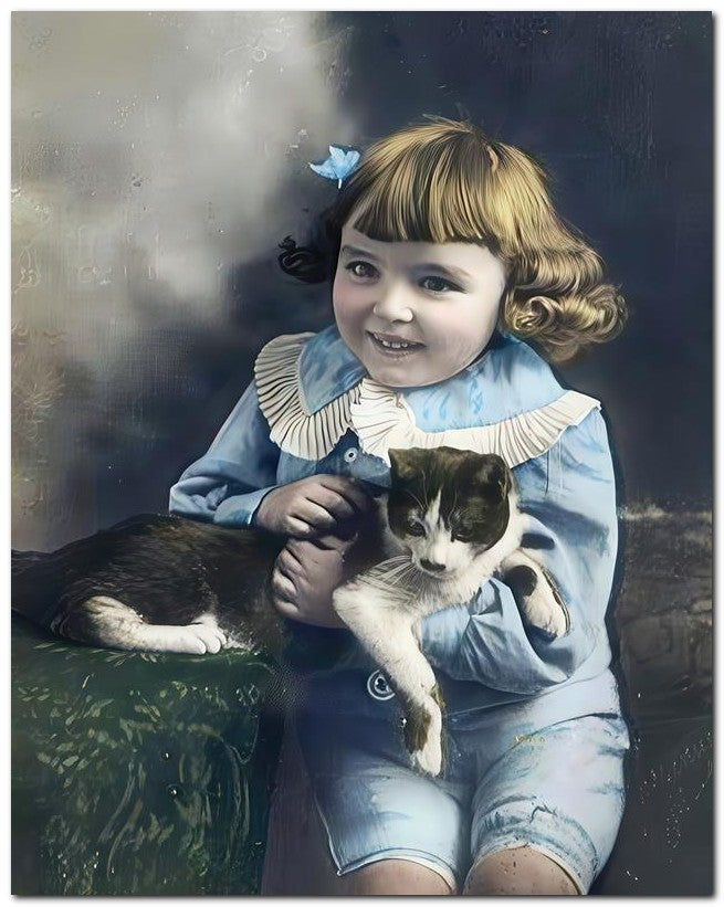 Belle Epoque Children 1910 Spotted Cat 8x10 Photo Print 23052500984
