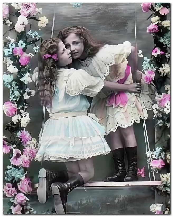 Belle Epoque Children 1910 Swinging Girls 8x10 Photo Print 23052500997