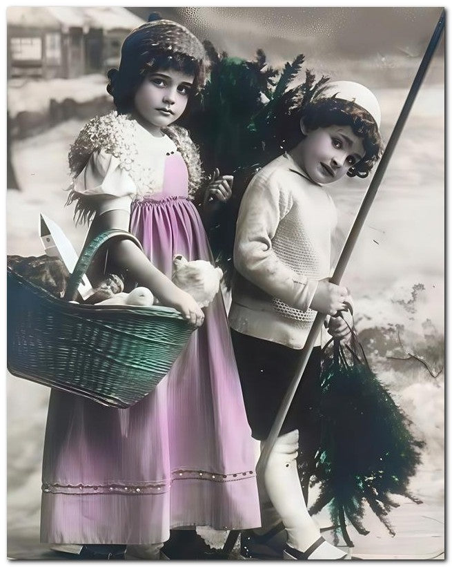 Belle Epoque Children 1910 White Bear 8x10 Photo Print 23052501041