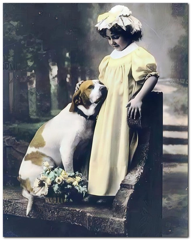 Belle Epoque Children 1910 Yellow Dog 8x10 Photo Print 23052501065