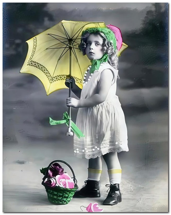 Belle Epoque Children 1910 Yellow Parasol 8x10 Photo Print 23052501070