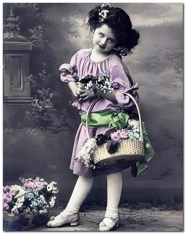 Belle Epoque Children 1911 Cute Purple 8x10 Photo Print 23052501091