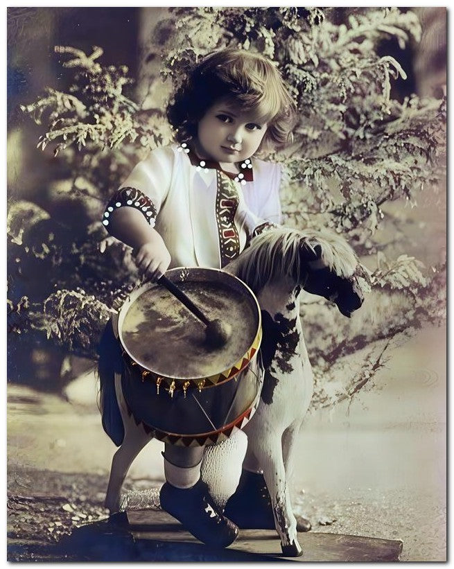 Belle Epoque Children 1911 Drum Horse 8x10 Photo Print 23052501098