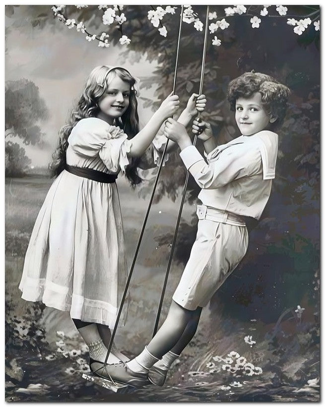 Belle Epoque Children 1911 Swinggirl Boy 8x10 Photo Print 23052501119