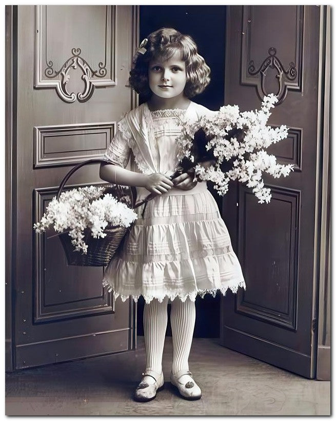 Belle Epoque Children 1913 Floral Girl 8x10 Photo Print 23052501198