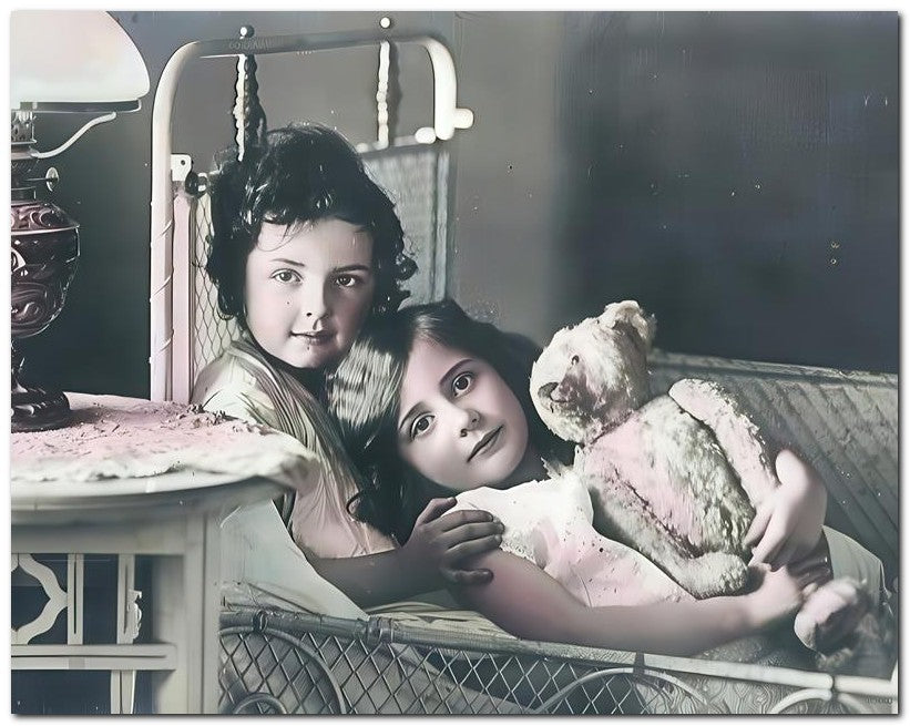 Belle Epoque Children 1913 Girls Bear 8x10 Photo Print 23052501207