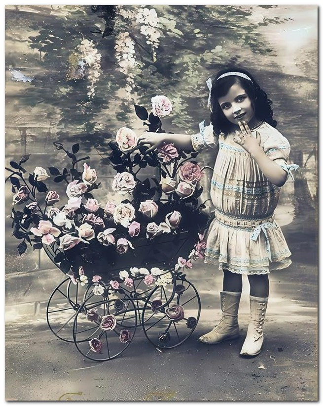 Belle Epoque Children 1913 Rose Cart 8x10 Photo Print 23052501216