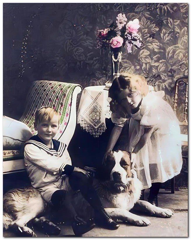 Belle Epoque Children 1914 Kids Big Dog 8x10 Photo Print 23052501246
