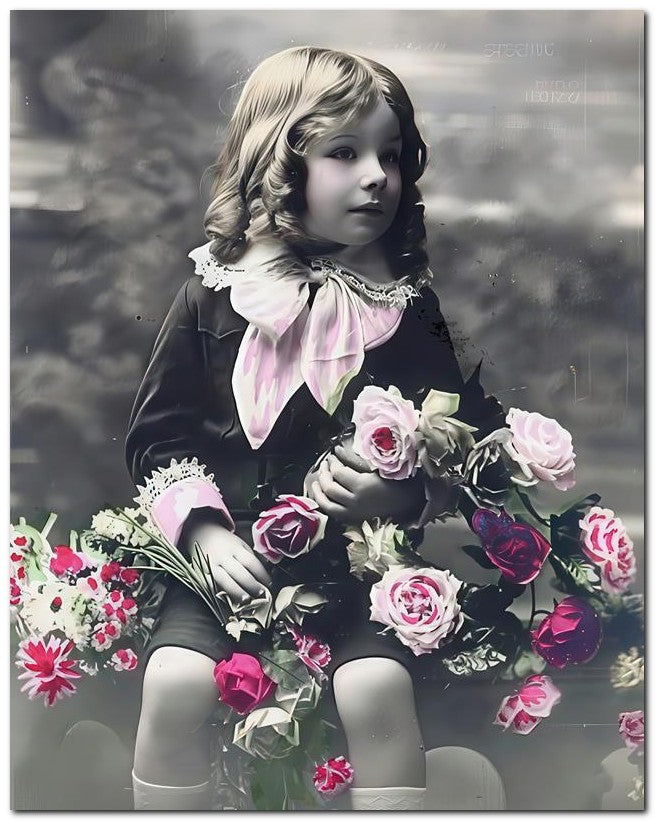 Belle Epoque Children 1915 Pink Roses 8x10 Photo Print 23052501265