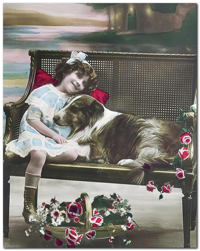 Belle Epoque Children 1917 Collie Bench 8x10 Photo Print 23052501277