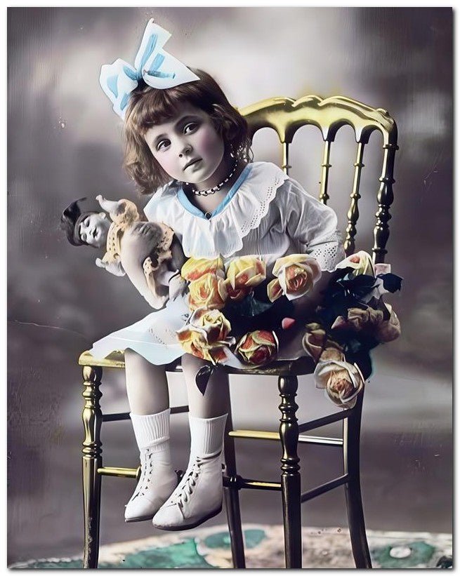 Belle Epoque Children 1920 Girl Chair Doll 8x10 Photo Print 23052501301