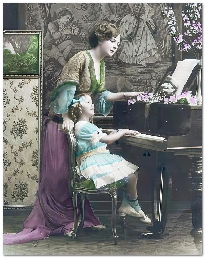 Belle Epoque Children 1922 Piano Practice 8x10 Photo Print 23052501307