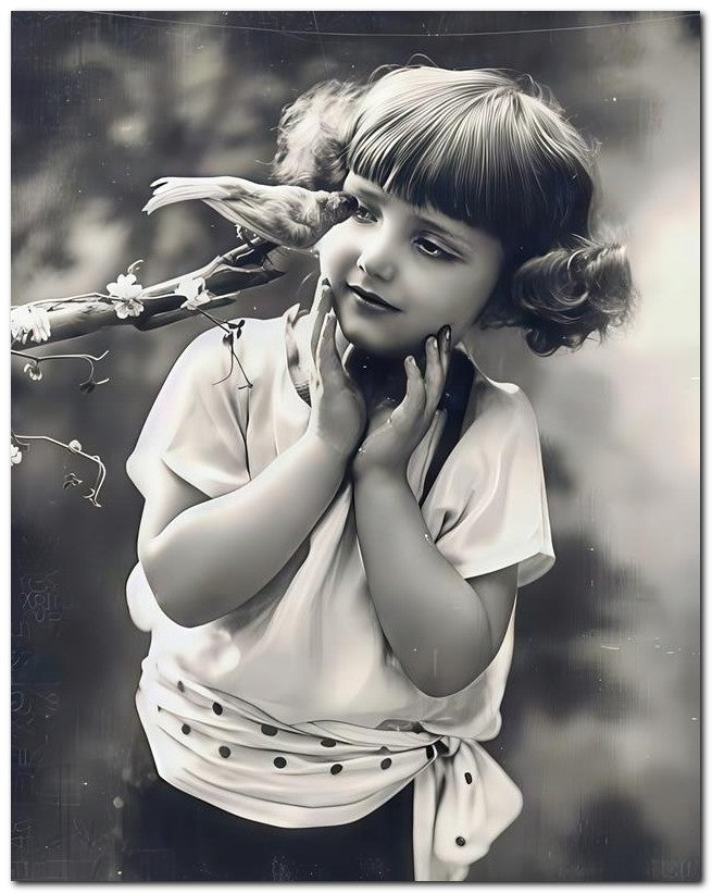 Belle Epoque Children Girl Bird 8x10 Photo Print 23052501349