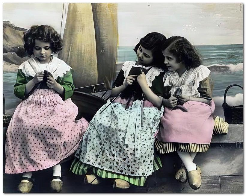Belle Epoque Children Girls Knitting 8x10 Photo Print 23052501367
