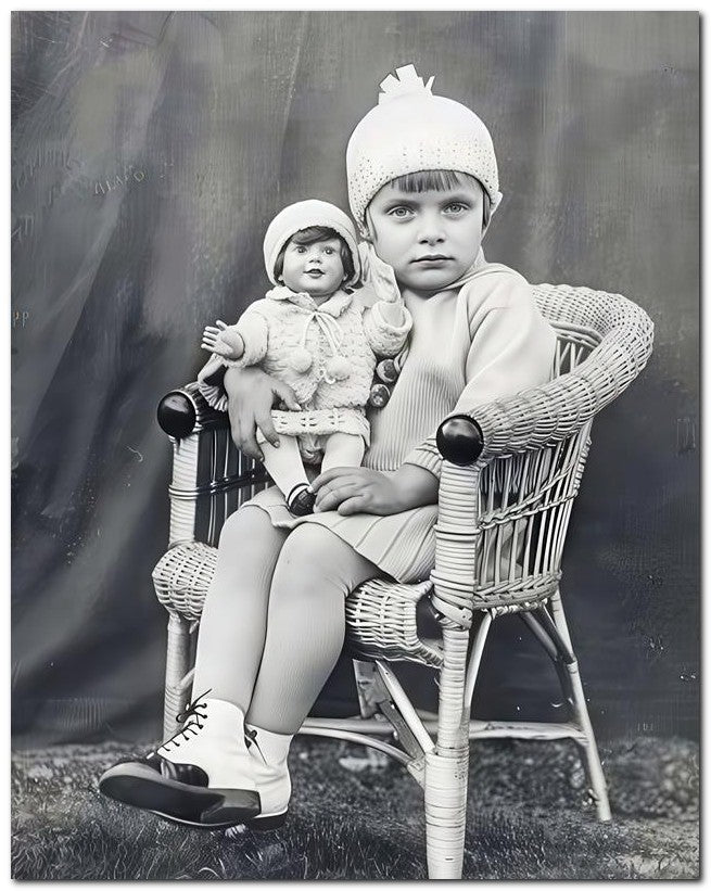 Belle Epoque Children Ltgirl Wickerchair Doll 8x10 Photo Print 23052501382
