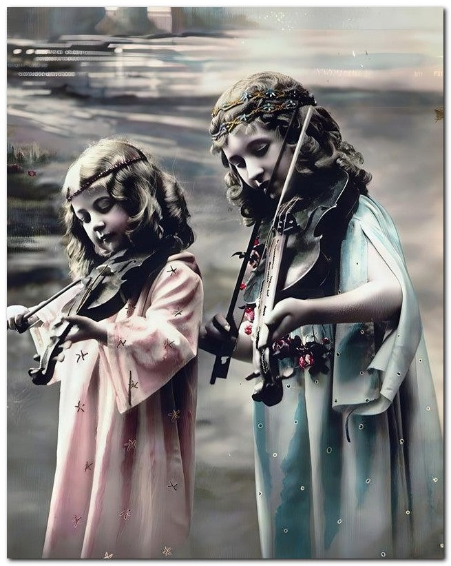 Belle Epoque Children Two Girl Violins 8x10 Photo Print 23052501411