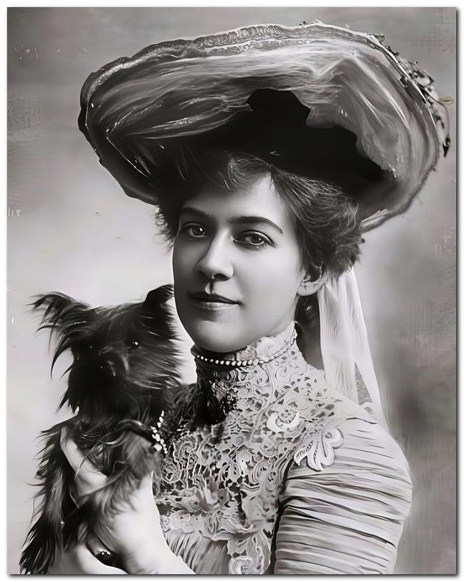 French Belle Epoque Fashion 1900's Lady Dog 8x10 Photo Print 23052501425