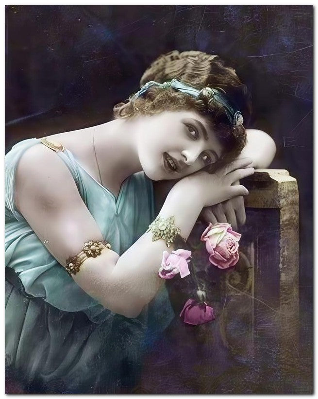 French Belle Epoque Fashion 1900's Resting Lady 8x10 Photo Print 23052501433