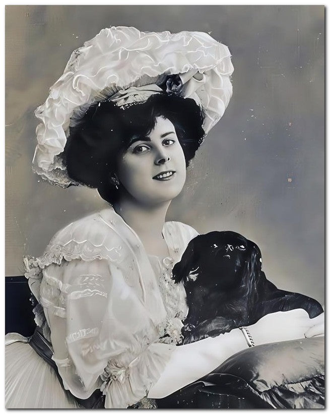 French Belle Epoque Fashion 1905 Black Dog 8x10 Photo Print 23052501491