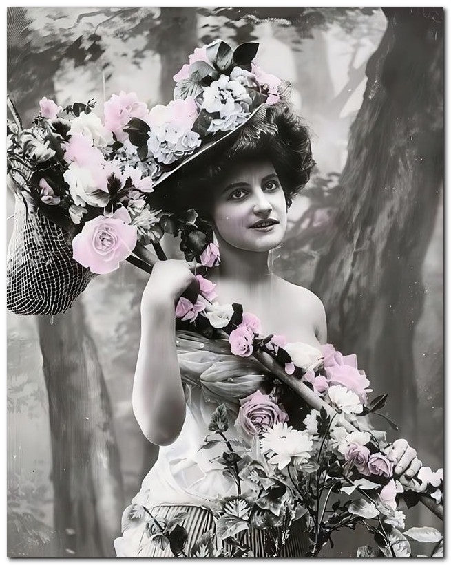 Belle Epoque Fashion 1905 Pinkwhite Flowers 8x10 Photo Print 23052501549