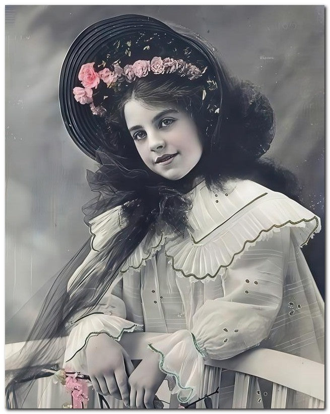 French Belle Epoque Fashion 1905 Rose Halo 8x10 Photo Print 23052501563