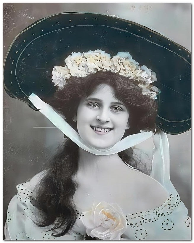 French Belle Epoque Fashion 1906 Happy Lady 8x10 Photo Print 23052501620