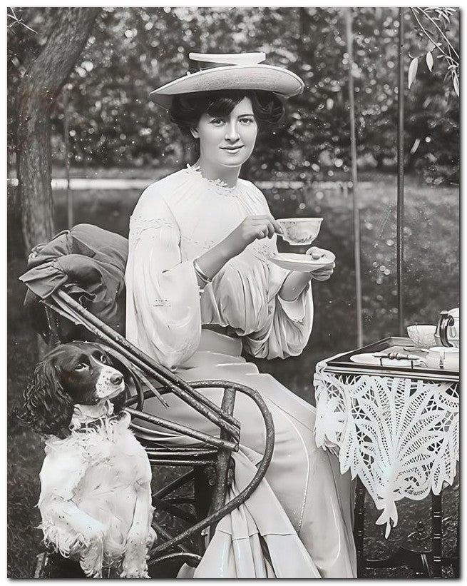 French Belle Epoque Fashion 1906 Tea Dog 8x10 Photo Print 23052501642