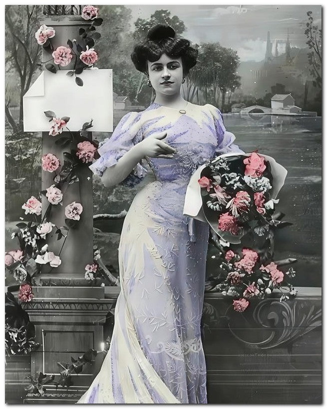 French Belle Epoque Fashion 1907 Bouquet 8x10 Photo Print 23052501651