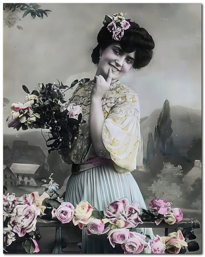 French Belle Epoque Fashion 1907 Roses Lace 8x10 Photo Print 23052501689