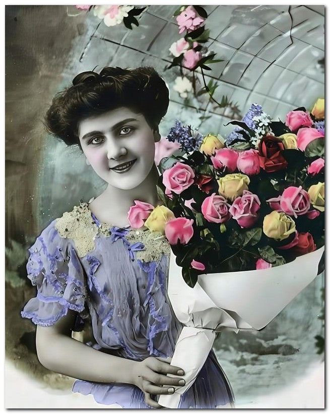 French Belle Epoque Fashion 1907 Roses Lavender 8x10 Photo Print 23052501690