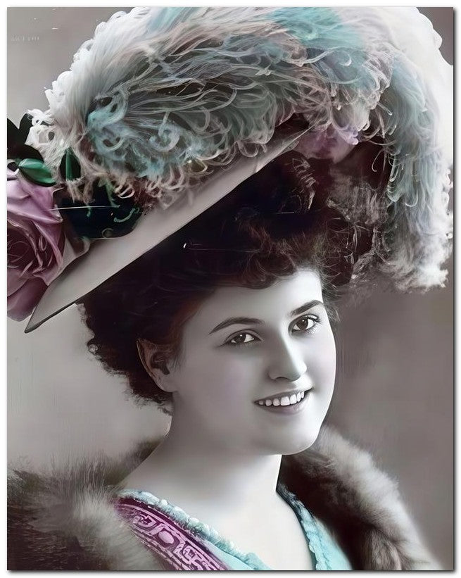 French Belle Epoque Fashion 1908 Hat Smile 8x10 Photo Print 23052501731