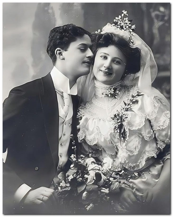 French Belle Epoque Fashion 1908 Kiss Bride 8x10 Photo Print 23052501735