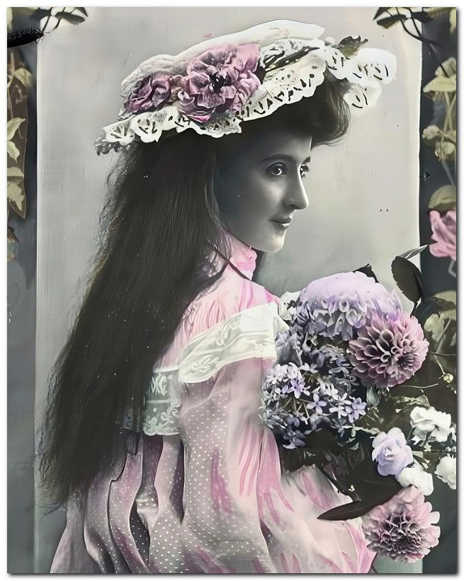 French Belle Epoque Fashion 1908 Purple Mums 8x10 Photo Print 23052501755