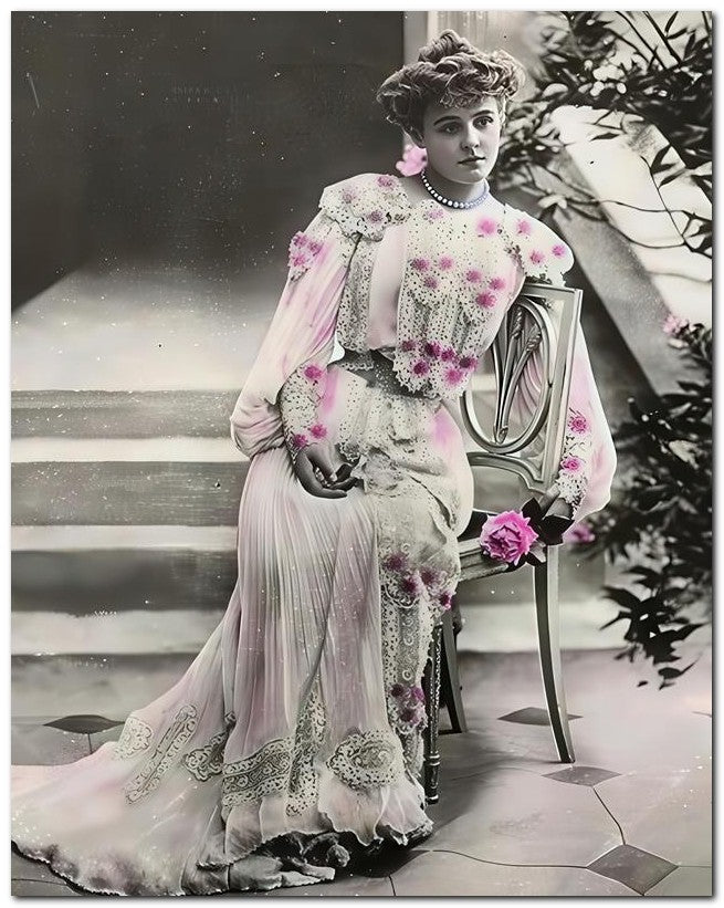 French Belle Epoque Fashion 1908 Seated 8x10 Photo Print 23052501760