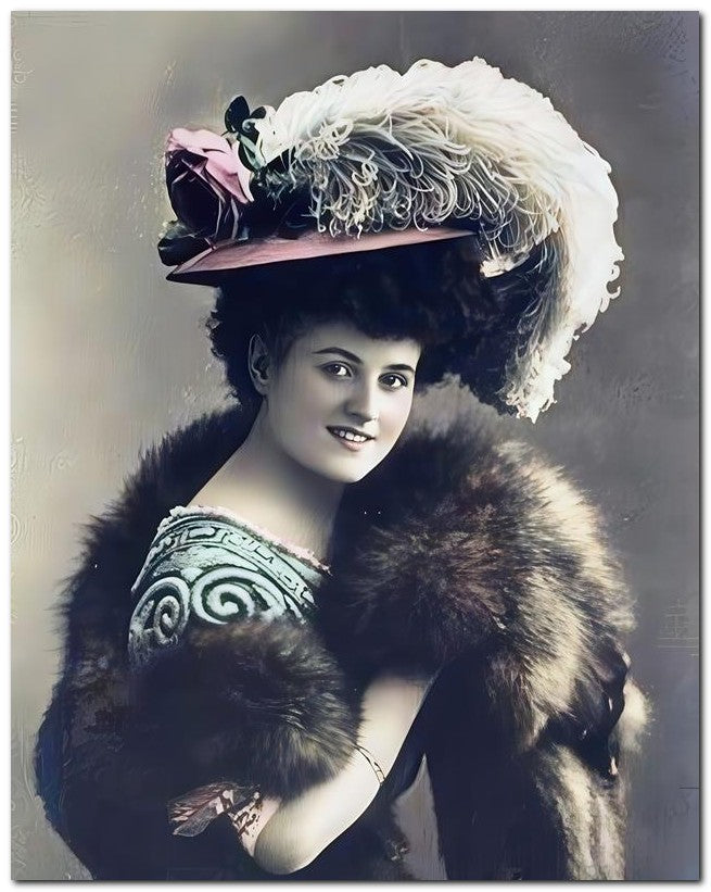 French Belle Epoque Fashion 1909 Fur Plume 8x10 Photo Print 23052501808