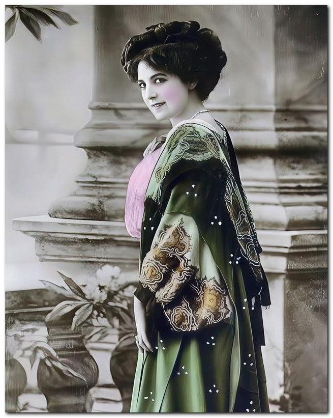 French Belle Epoque Fashion 1909 Lady In green 8x10 Photo Print 23052501843