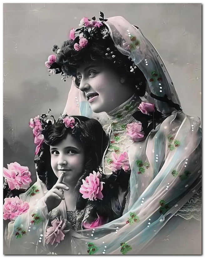 Belle Epoque Fashion 1909 Mom Daug Fleurs 8x10 Photo Print 23052501851