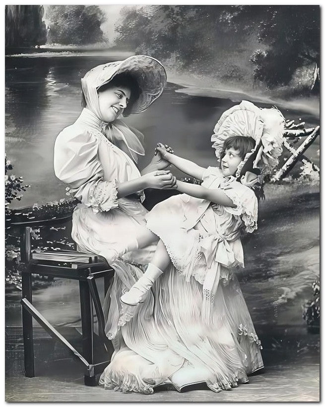 French Belle Epoque Fashion 1909 Mom Daughter 8x10 Photo Print 23052501852