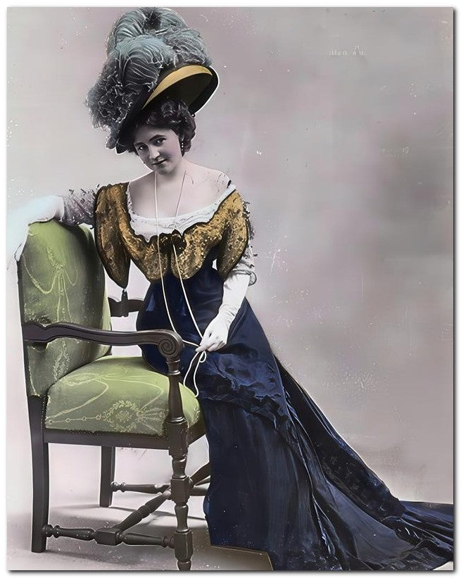 French Belle Epoque Fashion 1909 Seated Beauty 8x10 Photo Print 23052501877