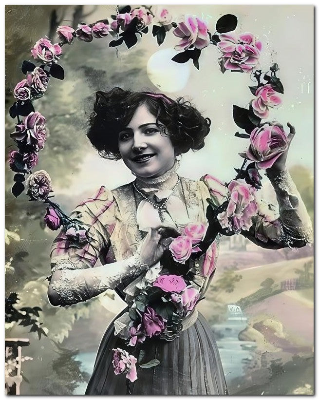French Belle Epoque Fashion 1909 Wreath Roses 8x10 Photo Print 23052501892