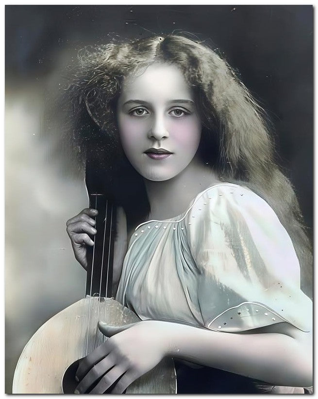 French Belle Epoque Fashion 1910 Banjo Girl 8x10 Photo Print 23052501910