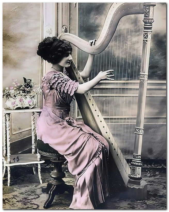 French Belle Epoque Fashion 1910 Big Harp 8x10 Photo Print 23052501941