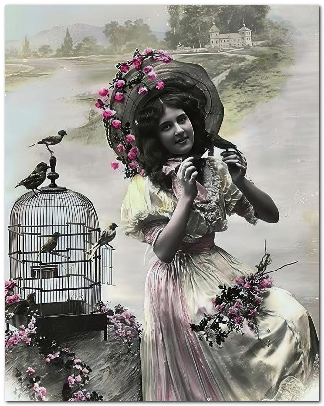 French Belle Epoque Fashion 1910 Birdies Cage 8x10 Photo Print 23052501950