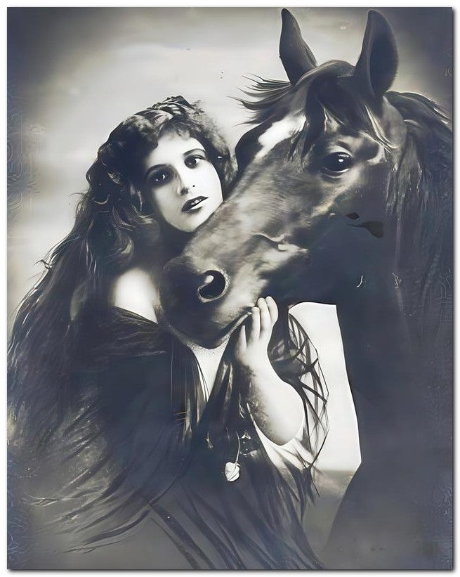 Belle Epoque Fashion 1910 Black Horse Long hair 8x10 Photo Print 23052501953