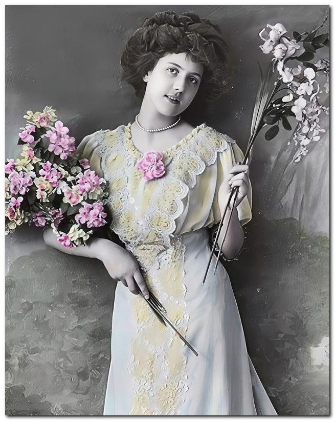 French Belle Epoque Fashion 1910 Bouquet Lacy 8x10 Photo Print 23052501976