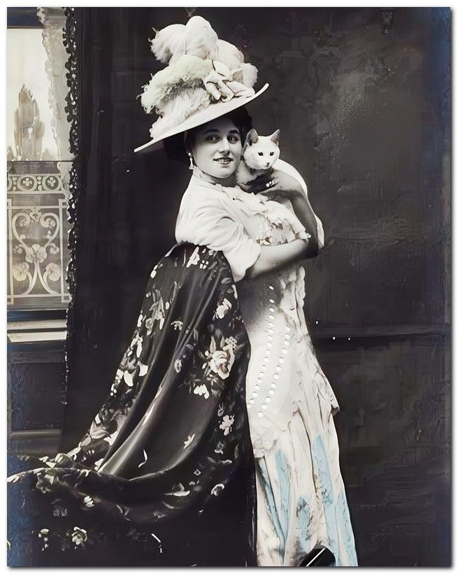 French Belle Epoque Fashion 1910 Cat lady 8x10 Photo Print 23052502013