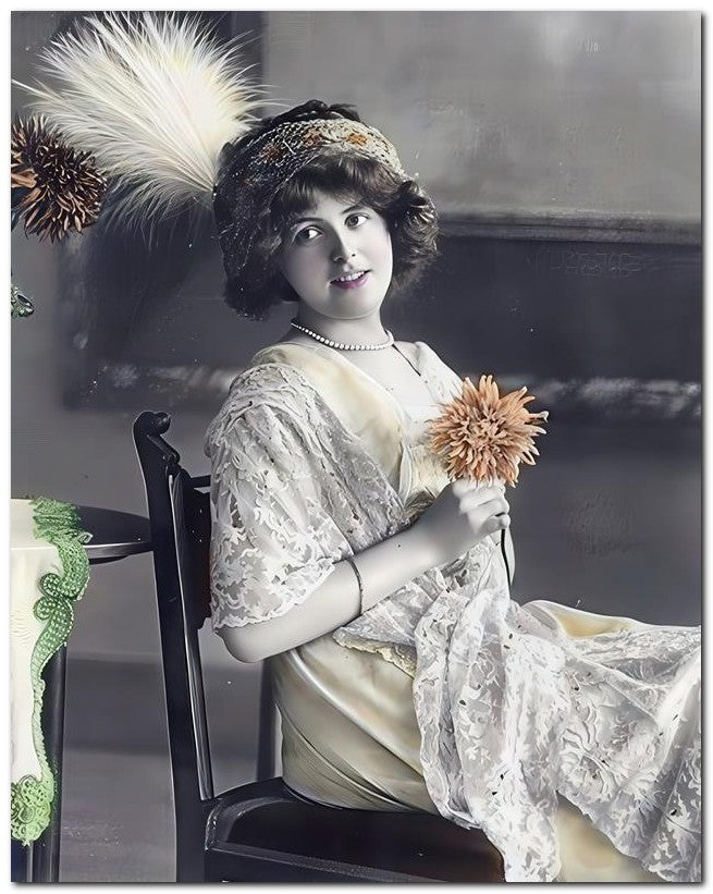French Belle Epoque Fashion 1910 Chair Lace 8x10 Photo Print 23052502015