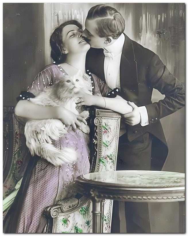 French Belle Epoque Fashion 1910 Couple Cat 8x10 Photo Print 23052502033