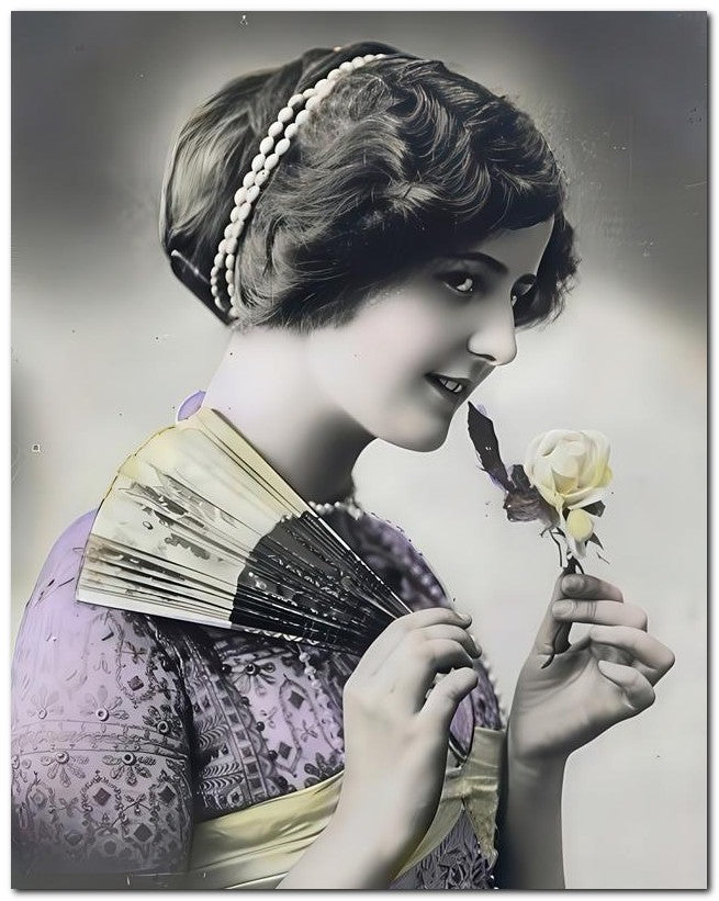 French Belle Epoque Fashion 1910 Fan Rose 8x10 Photo Print 23052502089